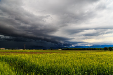 Fototapeta na wymiar storm over the fields