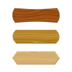 Various blank wooden signboard set. Isolated on white background. Vector illustration.