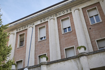 Fototapeta na wymiar Predappio, Italy - December 22, 2017 : 'Caserma Carabinieri' building