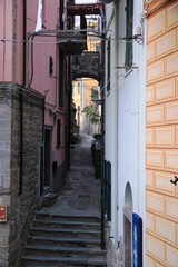 Fototapeta na wymiar ruelles et façades colorées des Cinque Terre, italie