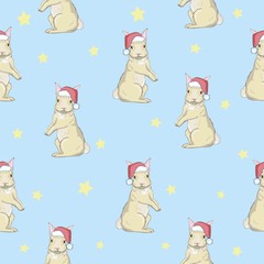 Seamless pattern with cute cartoon bunny and carrot. Baby pattern.