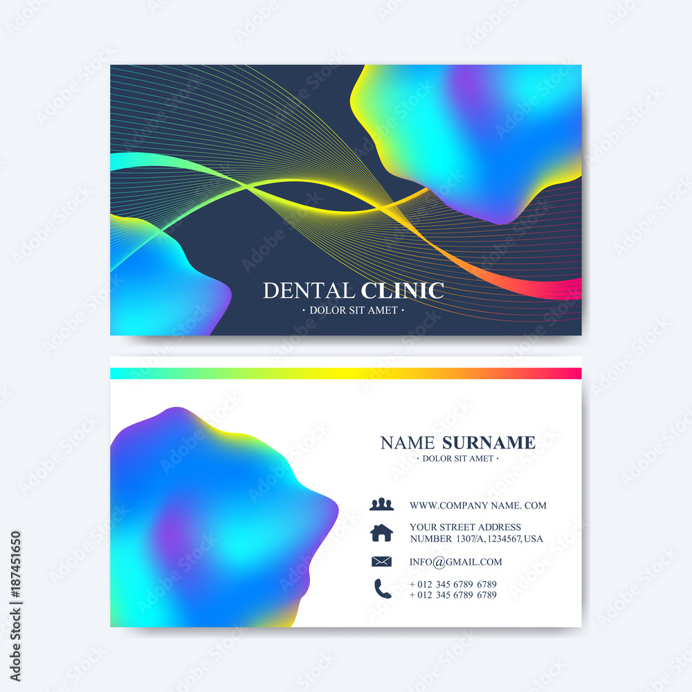 Aufkleber modern vector template for business card design. abstract waves fluid 3d shapes trendy liquid colors