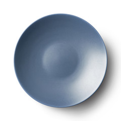 Simple circular porcelain plate isolated on whit with clipping path