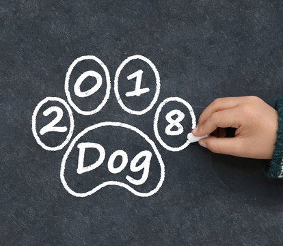 Dog's paw. Chinese new year 2018. Year of the dog