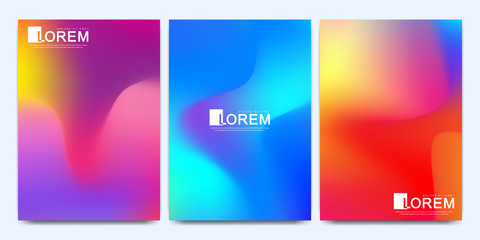 Modern vector template for brochure, leaflet, flyer, cover, catalog in A4 size. Abstract fluid 3d shapes vector trendy liquid colors backgrounds set. Colored fluid graphic composition illustration.