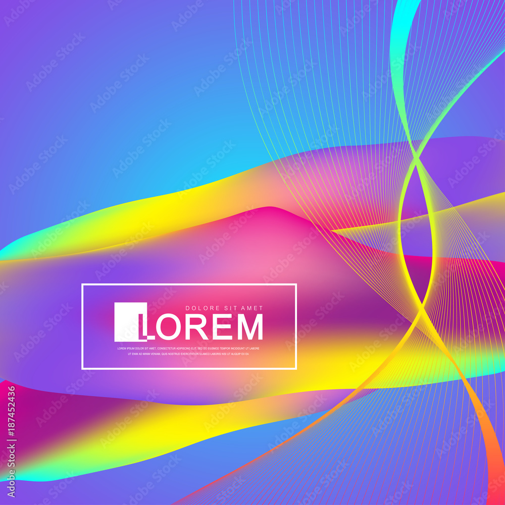 Poster colorful fluid waves with gradients. futuristic trendy design. modern vector template for your desig
