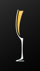 champagne glass logo on black background