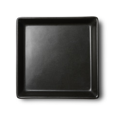 Fototapeta premium Simple black square porcelain plate and shadow with clipping path