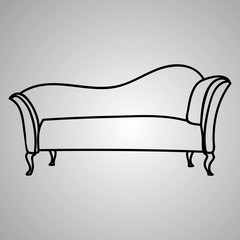 sketch of sofa on legs, icon