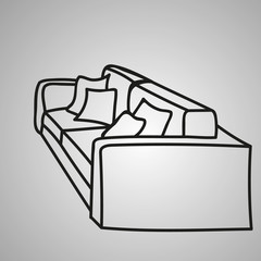 sketch of a sofa with pillows