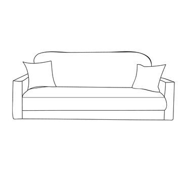 sofa with pillows, sketch