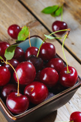 Fresh ripe sweet cherry in the bowl.