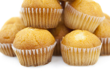 Close up view of plain tasty homemade muffins,