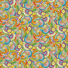 Fototapeta na wymiar Doodle decorative ornamental curly vector seamless pattern