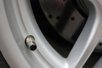Car wheel close-up.