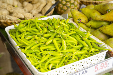 Guindilla peppers in the market