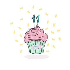 Cute vector illustration with a festive cupcake.