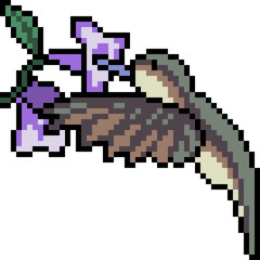 Fototapeta premium vector pixel art bird drink juice