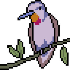 Obraz premium vector pixel art bird stand branch