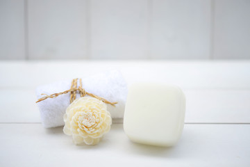 Handmade Soap closeup.Spa products
