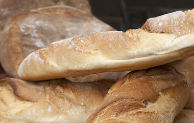 Close up view of rustic white bread