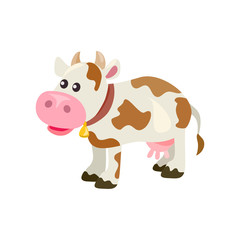 cute cartoon cow, isolated