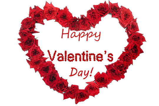 Happy Valentine's day red lettering background and rose shaped heart