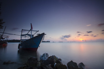 Fototapeta na wymiar Sunset at karimun jawa island, central java, indonesia