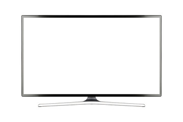 TV 4K flat screen lcd or oled, plasma realistic illustration, White blank HD monitor mockup with...