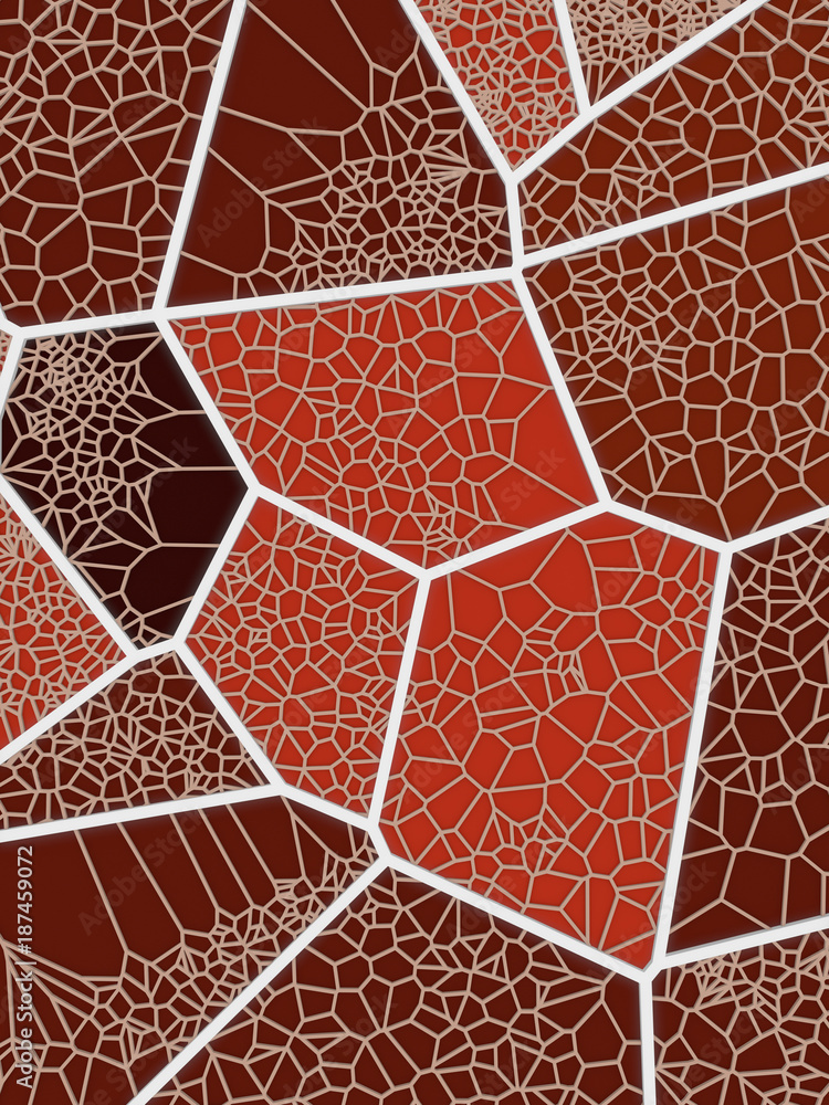 Aufkleber Abstract geometrical concept voronoi low poly tesselated pattern. 3d rendering