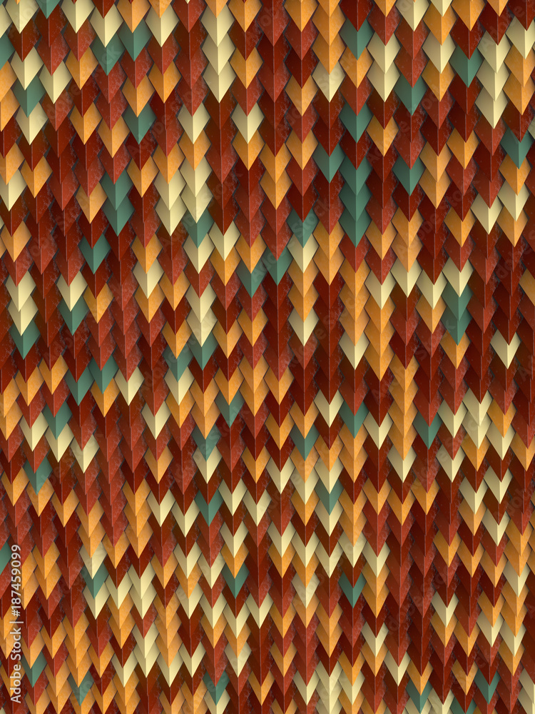 Poster Abstract pattern background of colored shapes 3D rendering
