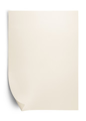 Isolated shot of blank paper on white and shadow with clipping path