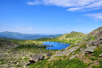 Carved lake of glacial origin in Western Sayan