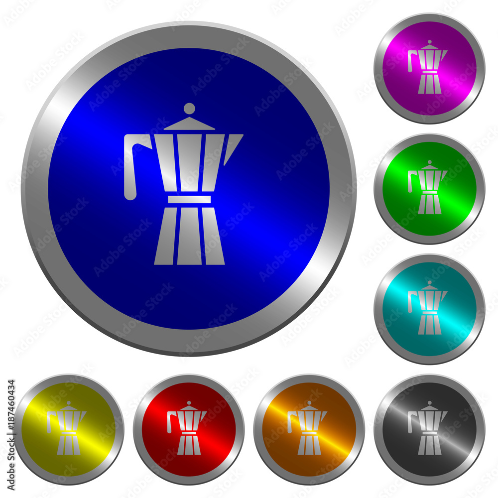 Poster coffee maker luminous coin-like round color buttons
