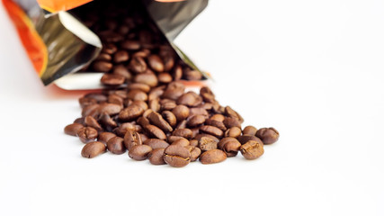 Coffee beans on a white background.