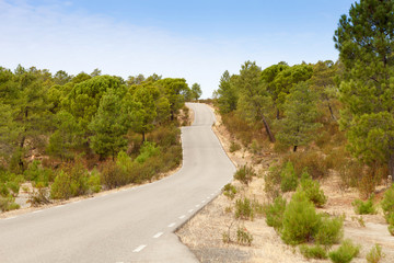 Lonely road with a blue sky