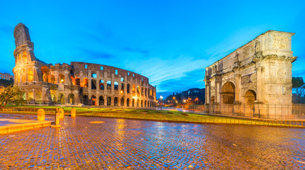 Plakat Rome, Coliseum and Constantine arch. Italy.