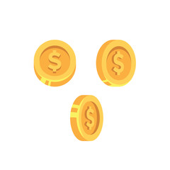 Gold coins with dollar sign isolated on white background vector illustration