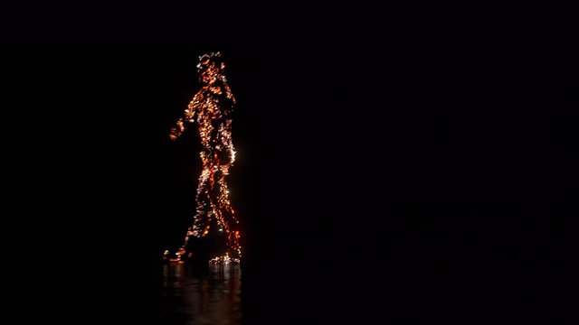 Motion Capture Mann springt aus Boden