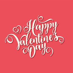 Valentines Day Oblique Lettering. Handwritten Romantic Greeting Card with Text Happy Valentines Day. February 14, Love and Heart.