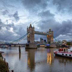 Fototapeta na wymiar London cityscape with illuminated Tower Bridge over the River Thames