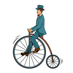 Naklejka premium Gentleman ride vintage bicycle pop art vector