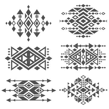 Grunge mexican aztec tribal traditional vector logo design isolated on white background