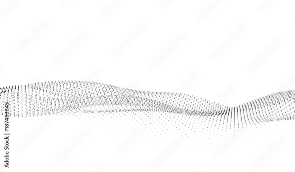 Poster vector abstract futuristic digital landscape with particles dots and stars on horizon. computer geom