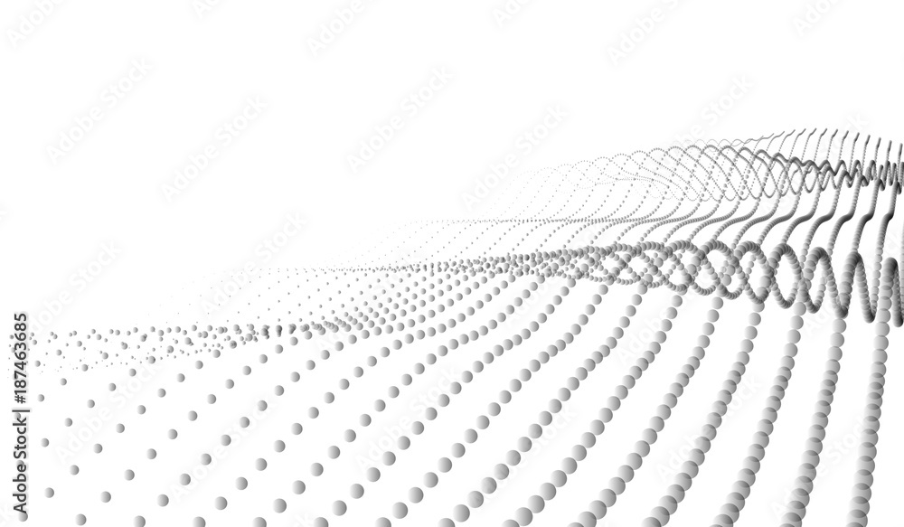 Fototapete vector abstract futuristic digital landscape with particles dots and stars on horizon. computer geom