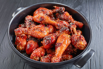 grilled teriyaki chicken legs, top view