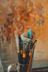 Artistic brushes in the jar