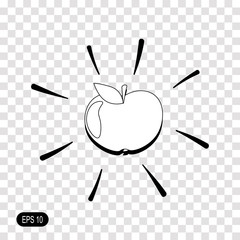 Apple icon isolated on transparent background. Black symbol for your design.