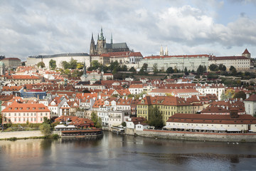 Naklejka na ściany i meble View of Mala Strana and Prague castle over Vltava river