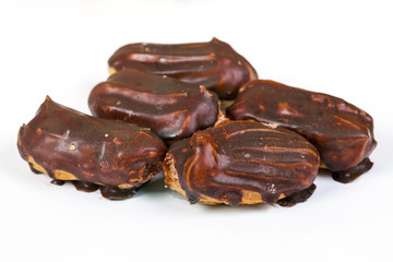 Eclair cakes on white background